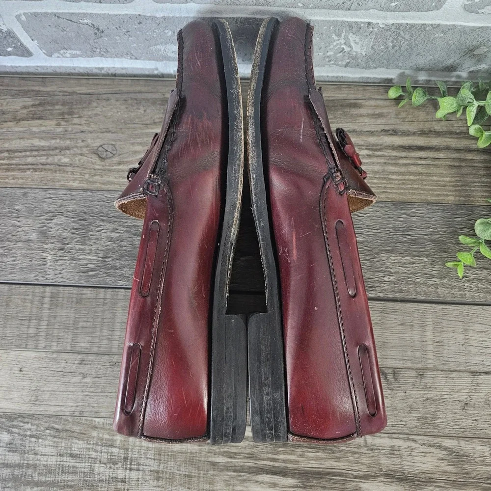 G.H. Bass & Co Oxblood Tassel Loafers‎ Mens 9.5 D Leather Slip On Burgundy VTG.